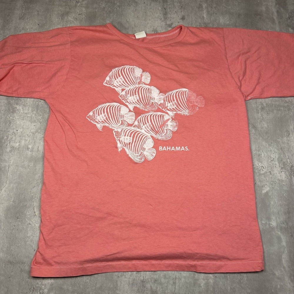 Bahamas Fish Graphic Tee Single Stitch 90s Vintage Sea Breeze L Pink